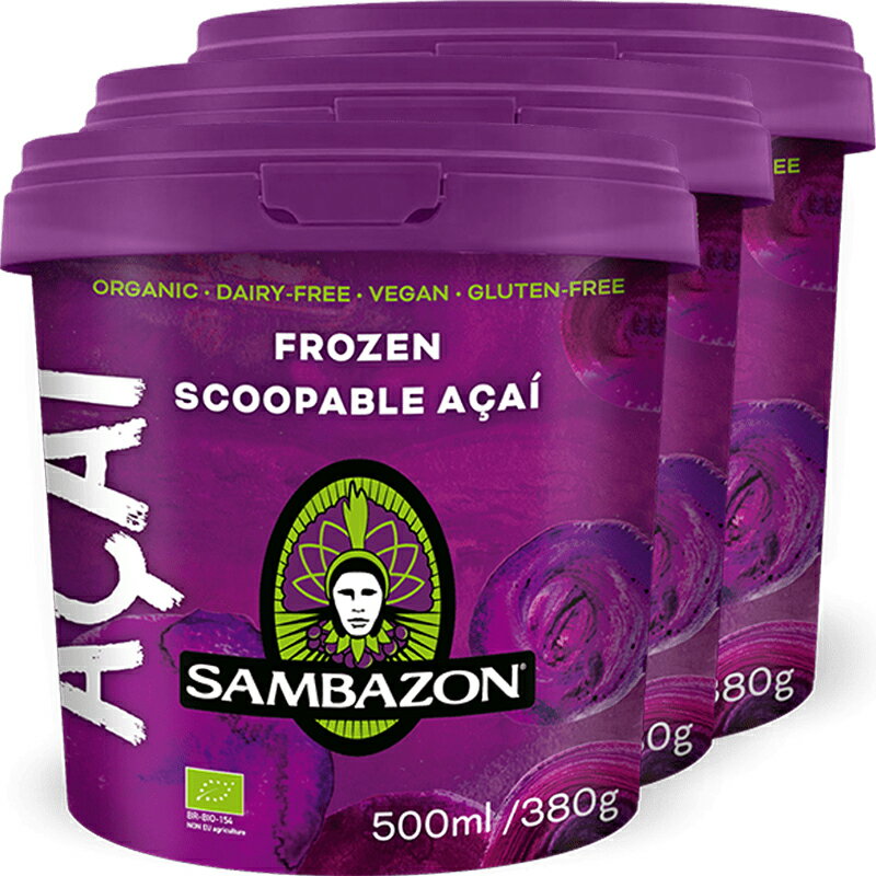 [当店限定販売！]サンバゾン有機JAS認定！新発売・冷凍アサイーソルベ（加糖）500ml×3個 お得セット盛り付けるだけで簡単本格アサイーボウル！スムージー ピューレ アサイーベリー ハワイ アサイーボウル