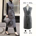 【楽天1位】ジレ 秋冬 カジュアルコート ロングジレ ロングベスト レディース 暖かい 襟付き アウターXS XL 2XL 3XL 4XL 重ね着 羽織り 体型カバー30代 40代 無地 カジュアル 大きいサイズ ブラック グレー