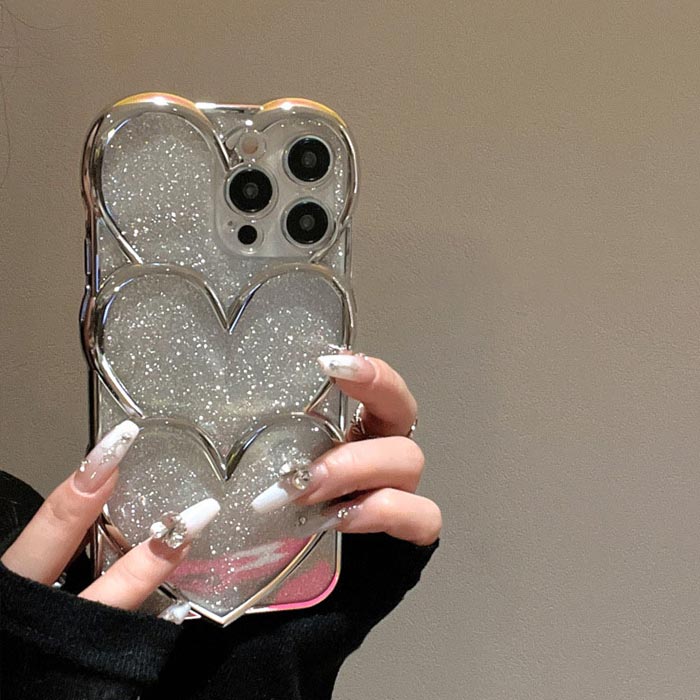 Rakuten - iphone17 iphone16 iphone15 ケース iphone 可愛い 韓国 キラキラ アイフォン14ケース アイフォン12ケース アイフォン13ケース ハート シルバー おしゃれ カメラ保護 ソフトケース 透明 新作