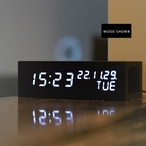 デジタル時計 置き時計 bluetoothスピーカー カレンダー 日付 曜日表示 目覚まし時計 LED表示 モダン スマホ スピーカー おしゃれ シンプル インデリア時計 スタイリッシュ 寝室 リビング カフェ ホテル USB給電 2色 黒 木目