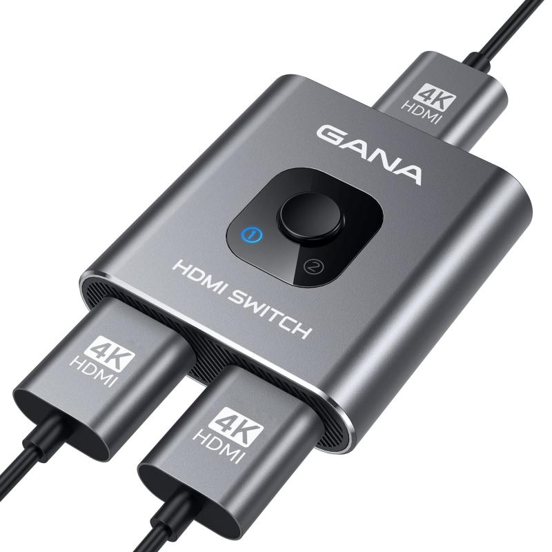 HDMI切替器 4k@60hz HDMI分配器、GANA双方向 hdmiセレクター 1入力2出力/2入力1出力 手動 HDMI 切り替え器 Xbox PS5/4/3 DVDプレーヤーFire Stick適用 グレー