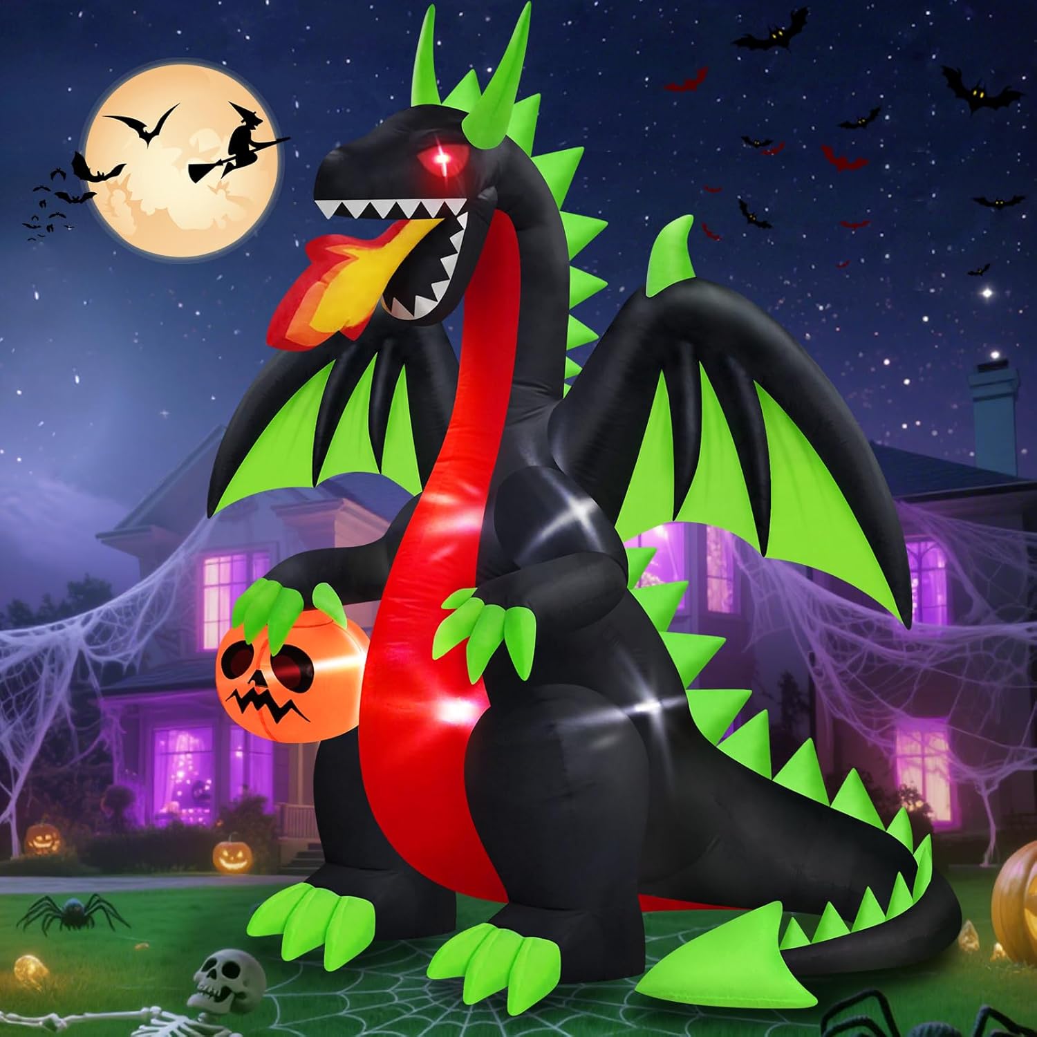 【送料無料】ハロウィーン　ケルベロス　ドラゴン　翼　龍　悪魔　エアバルーン ハロウィン 装飾 デコレーション ディスプレイ 風船 仮装 エアブロー ふわふわ アメリカ直輸入　送風機内蔵