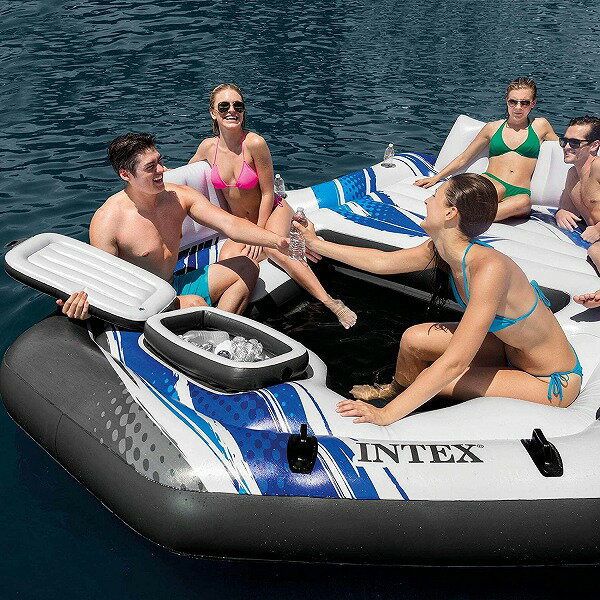 巨大浮き輪 湖 大人5人 フロート プール 水遊び 浮き輪 【送料無料】Intex 4-Seat Blue Inflatable Raft【代引不可】【あす楽不可】