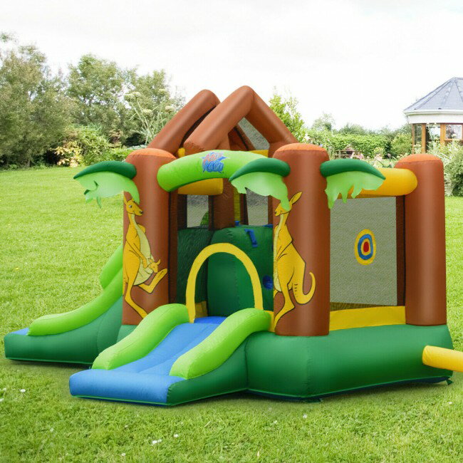 Costway Inflatable Jungle Bounce House Castle including Bag Without Blower キッズ 子供 大型遊具　バウンス ハウス トランポリン 【送料無料】【代引不可】【あす楽不可】
