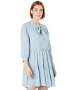  WAYF fB[X p t@bV hX Logan Tie Neck Tiered Mini Dress - Dusty Blue