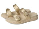 送料無料 フィットフロップ FitFlop レディース 女性用 シューズ 靴 サンダル F-Mode Go Beadie-Button Adj. Flatform 2-Bar Slides - Platino