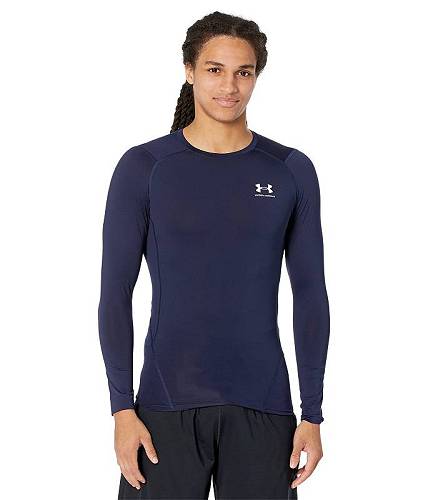 楽天グッズ×グッズ送料無料 アンダーアーマー Under Armour メンズ 男性用 ファッション アクティブシャツ Heatgear Armour Compression Long Sleeve - Midnight Navy/White