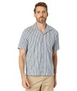 送料無料 ヴィンス Vince メンズ 男性用 ファッション ボタンシャツ Cabana Stripe Short Sleeve Button-Down - Washed Twilight Blue