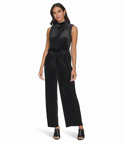 送料無料 カルバンクライン Calvin Klein レディース 女性用 ファッション ドレス Velvet Twist Neck Jumpsuit - Black