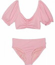 送料無料 シーフォリー Seafolly Kids 女の子用 スポーツ・アウトドア用品 キッズ 子供用水着 Summer Holiday Puff Sleeve Bikini Set (Big Kids) - Deep Blush