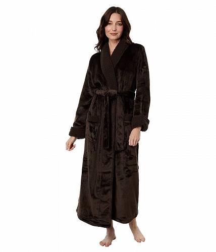 送料無料 ネイトリ Natori レディース 女性用 ファッション パジャマ 寝巻き バスローブ Plush Sherpa Robe 52" - Espresso