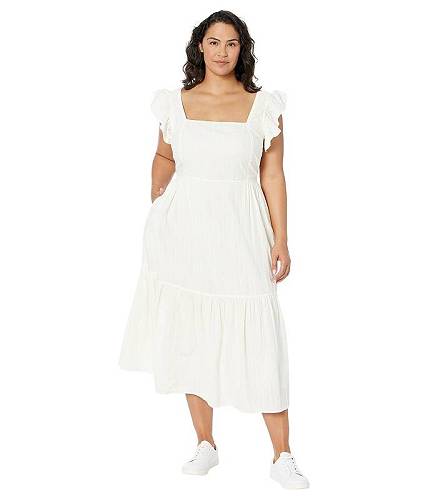 送料無料 Madewell レディース 女性用 ファッション ドレス Plus Ruffle-Strap Tiered Midi Dress in Textural Stripe - Lighthouse