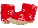 送料無料 Hatley Kids 女の子用 キッズシューズ 子供靴 スリッパ Candy Cane Fleece Slippers (Toddler/Little Kid) - Red