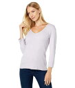  P Lilla P fB[X p t@bV TVc 1x1 Rib 3/4 Sleeve V-Neck Top - Lily
