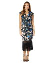 送料無料 バッジリーミシュカ Badgley Mischka レディース 女性用 ファッション ドレス CDC Floral Fringe Dress - Black Multi