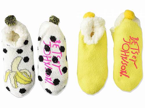 送料無料 ベッツィージョンソン Betsey Johnson レディース 女性用 ファッション ソックス 靴下 Women&#039;s 2 Pair Pack Infused Cabin Footie Sock - Banana