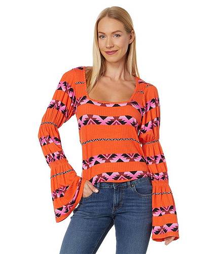 ̵ 󥰥顼 Wrangler ǥ  եå ֥饦 Retro Knit Square Neck Top - Orange