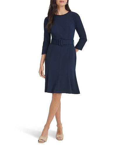 送料無料 カルバンクライン Calvin Klein レディース 女性用 ファッション ドレス Scuba Crepe 3/4 Sleeve Founce Skirt - Indigo 送料無料 カルバンクライン Calvin Klein レディース 女性用 ファッション ドレス Scuba Crepe 3/4 Sleeve Founce Skirt - Indigo