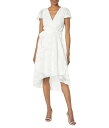 送料無料 ダナキャランニューヨーク DKNY レディース 女性用 ファッション ドレス Flutter Sleeve V- Neck Faux Wrap Dress - Cream