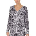 送料無料 ダナキャラン Donna Karan レディース 女性用 ファッション パジャマ 寝巻き Long Sleeve Sleep Tunic Marl - White Leopard