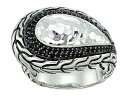 送料無料 John Hardy レディース 女性用 ジュエリー 宝飾品 リング 指輪 Classic Chain Hammered Silver Ring with Black Sapphire and Black Spinel - Black Sapphire