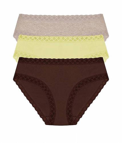 送料無料 ネイトリ Natori レディース 女性用 ファッション 下着 ショーツ Bliss Girl Brief 3-Pack Panties - Light Grey Heather/Lime Cream/Java