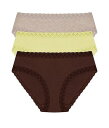 lCg Natori fB[X p t@bV  V[c Bliss Girl Brief 3-Pack Panties - Light Grey Heather/Lime Cream/Java