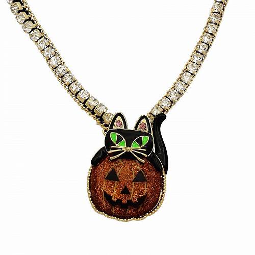 送料無料 ベッツィージョンソン Betsey Johnson レディース 女性用 ジュエリー 宝飾品 ネックレス Cat Pumpkin Pendant Necklace - Orange/Gold