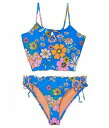 送料無料 Hobie Kids 女の子用 スポーツ・アウトドア用品 キッズ 子供用水着 Peace Love and Daisies Midkini with Adjustable Tie Hipster (Big Kids) - Sea Blue