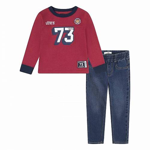 送料無料 リーバイス Levi&#039;s(R) Kids 男の子用 ファッション 子供服 セット Long Sleeve Ringer T-Shirt and Denim Two-Piece Outfit Set (Little Kids) - Ocean Depths