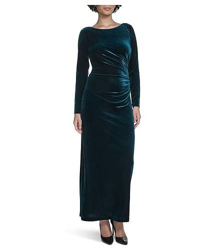 楽天グッズ×グッズ送料無料 カルバンクライン Calvin Klein レディース 女性用 ファッション ドレス Velvet Long Sleeve Maxi - Malachite