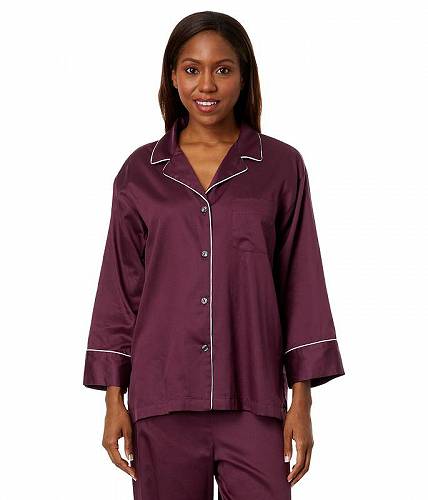 送料無料 ネイトリ Natori レディース 女性用 ファッション パジャマ 寝巻き Cotton Sateen Essentials Mandarin PJ Set - Chocolate Cherry