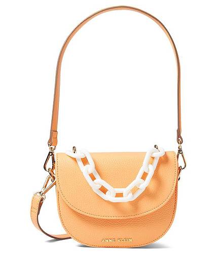  A NC Anne Klein fB[X p obO  obNpbN bN Mini Saddle Crossbody with Resin Chain - Papaya