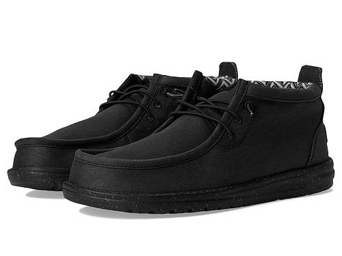 送料無料 ヘイデュード Hey Dude メンズ 男性用 シューズ 靴 ローファー Wally Mid Stretch Canvas - Black/Black