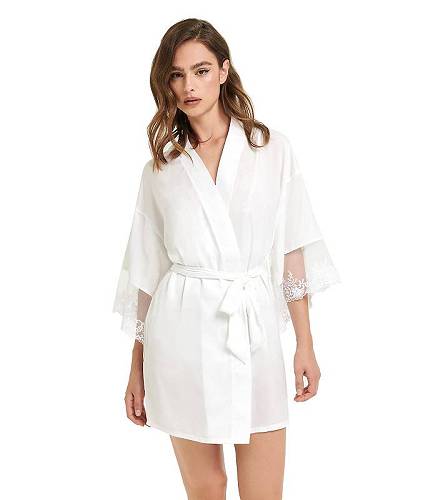 送料無料 BLUEBELLA レディース 女性用 ファッション パジャマ 寝巻き バスローブ Marseille Luxury Satin Kimono - White