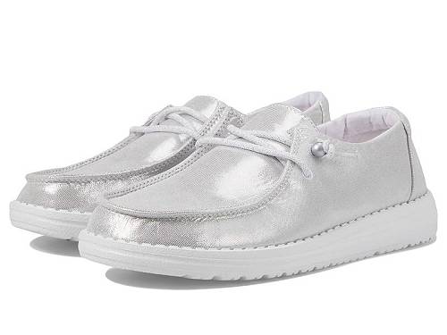 送料無料 ヘイデュード Hey Dude レディース 女性用 シューズ 靴 ローファー ボートシューズ Wendy Metallic Shine - Silver