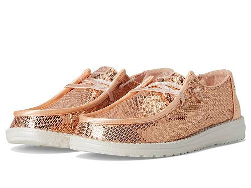 送料無料 ヘイデュード Hey Dude レディース 女性用 シューズ 靴 ローファー ボートシューズ Wendy Disco Sequin - Blush