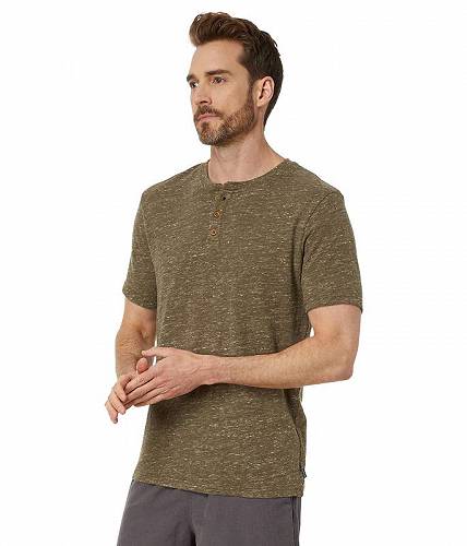 楽天グッズ×グッズ送料無料 ラッキーブランド Lucky Brand メンズ 男性用 ファッション Tシャツ Linen Short Sleeve Henley - Dark Olive