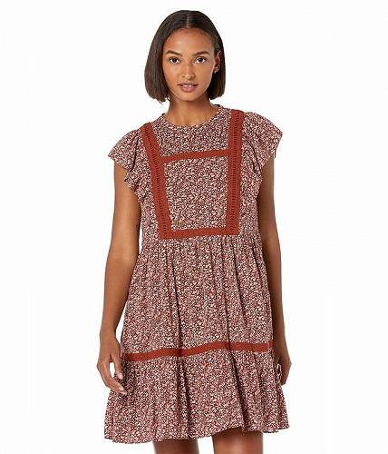 送料無料 Madewell レディース 女性用 ファッション ドレス Flutter-Sleeve Mini Dress in Cottage Garden - Vintage Mulberry