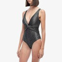 送料無料 Jonathan Simkhai レディース 女性用 スポーツ・アウトドア用品 水着 ワンピース Metallic Front Twist One-Piece - Black/Si..