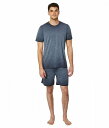 送料無料 ベアフードドリームズ Barefoot Dreams メンズ 男性用 ファッション パジャマ 寝巻き Malibu Collection(R) Tri-Blend Tee and Shorts Set - Indigo