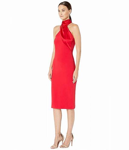 送料無料 Cushnie レディース 女性用 ファッション ドレス Sleeveless Pencil Dress with Scarf Detail Around 3 - Vermilion