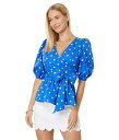  [s[bc@[ Lilly Pulitzer fB[X p t@bV uEX Kara Cotton Wrap Top - Blue Grotto Hotter Spot