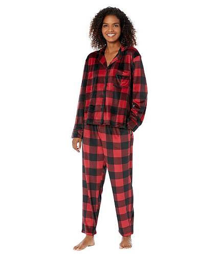 送料無料 ダナキャラン Donna Karan レディース 女性用 ファッション パジャマ 寝巻き Long Sleeve Sleep PJ Set - Red Plaid