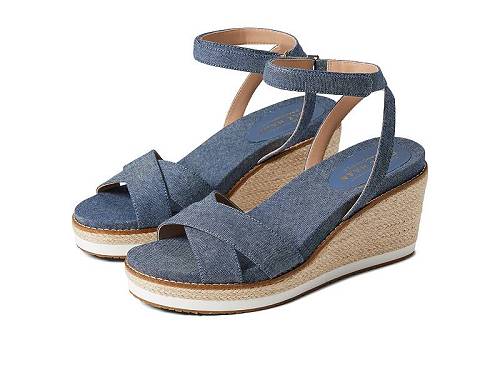 送料無料 コールハーン Cole Haan レディース 女性用 シューズ 靴 ヒール Cloudfeel Espadrille Wedge Sandal 75 mm - Dark Chambray/Natural Jute/Optic White Eva/Gum Outsole