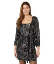  _i[K Donna Morgan fB[X p t@bV hX Square Neck Sequin Dress - Black/Silver