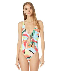 送料無料 シーフォリー Seafolly レディース 女性用 スポーツ・アウトドア用品 水着 ワンピース Tropfest Drawstring Keyhole One-Piece - Aquamarine