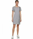  _iLj[[N DKNY fB[X p t@bV hX Short Sleeve Vertical Logo Tape Tee Dress - Heather Grey/Black