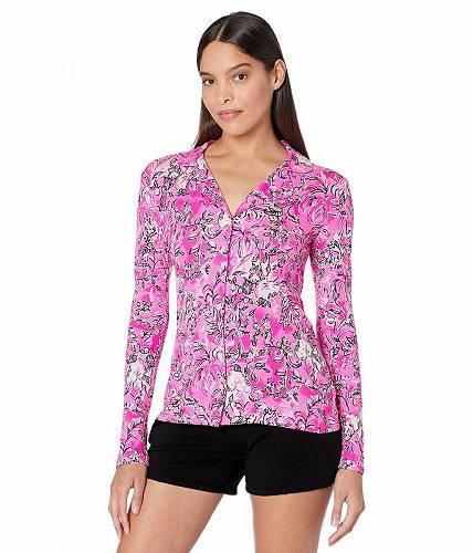 ̵ ꡼ԥ塼åĥ Lilly Pulitzer ǥ  եå ѥ  Pj Knit Long Sleeve Button-Up Top - Plumeria Pink/Purposefully Pink