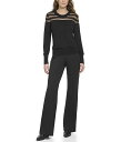 送料無料 ダナキャランニューヨーク DKNY レディース 女性用 ファッション セーター Long Sleeve Crew Neck Stripe Mesh Y...